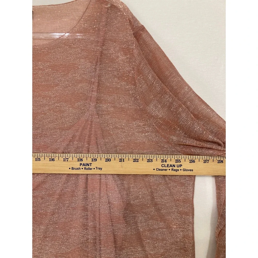 New INC Metallic Knit Top 3X Rose Gold‎ Long Sleeve Shimmer Blouse Camisole Set